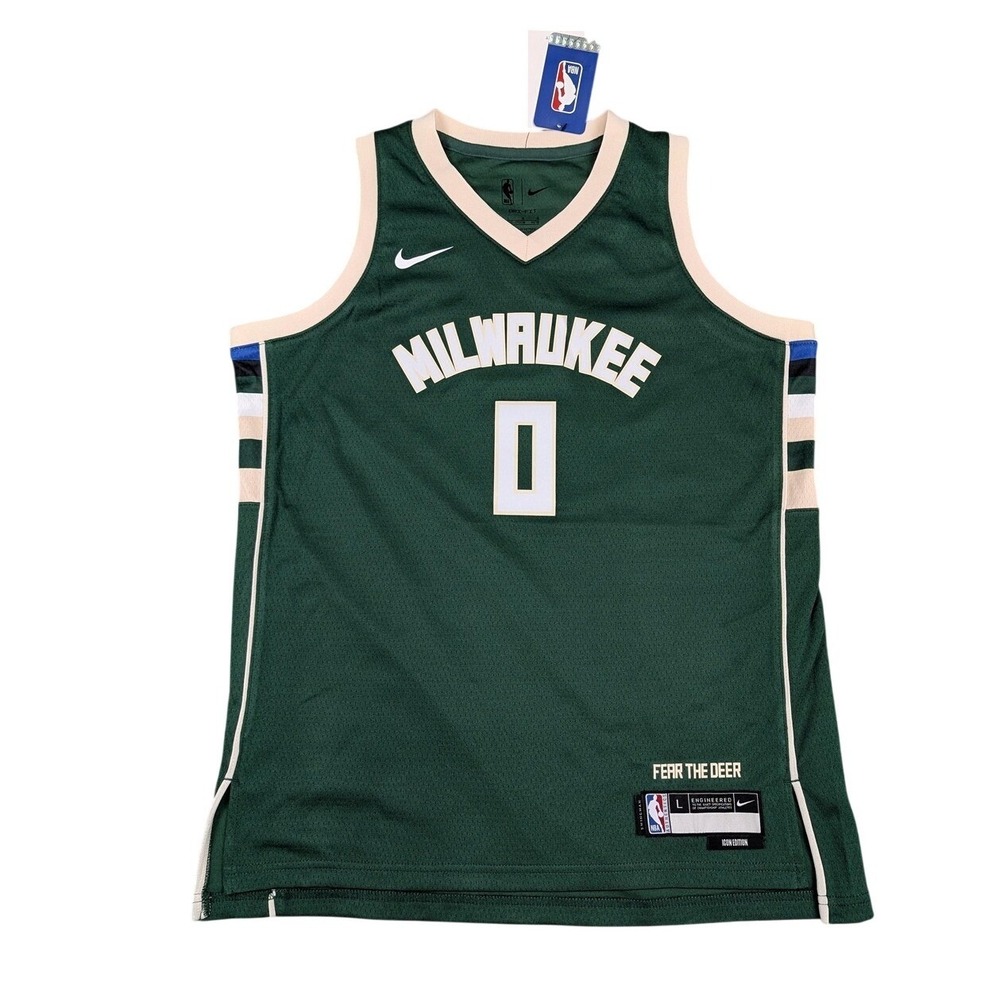 Nike Milwaukee Bucks Jersey Youth Large Green NBA Basketball Damian Lillard New
